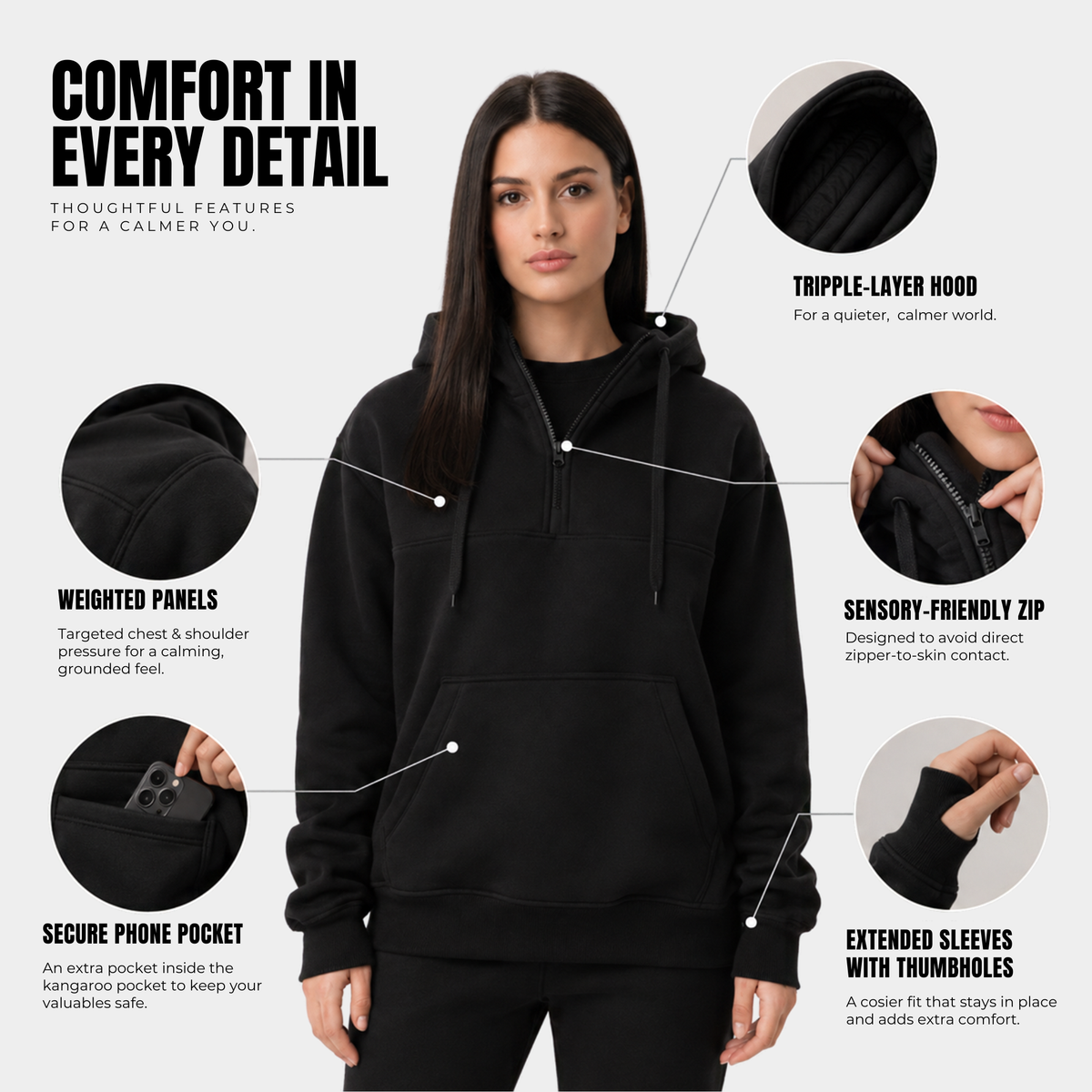 Hush Hoodie — Weighted Hoodie for Anxiety, ADHD & Sensory Sensitivity | 247CALM