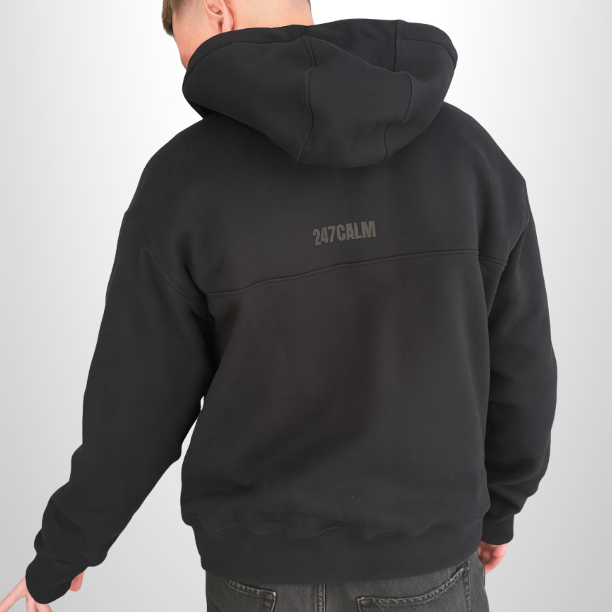 unisex 247calm hoodie back closeup