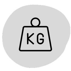 Icon of a weight scale with 'KG' on a white background